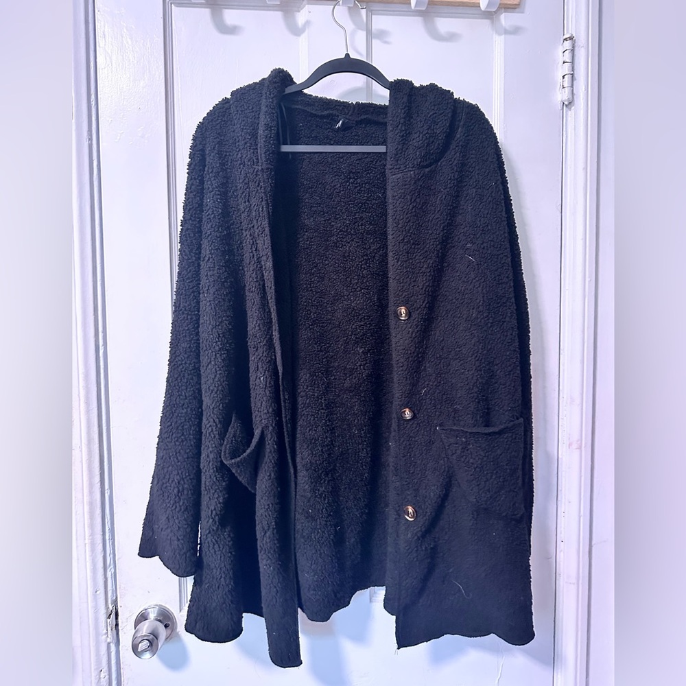 Black Hooded Teddy Coat size large
